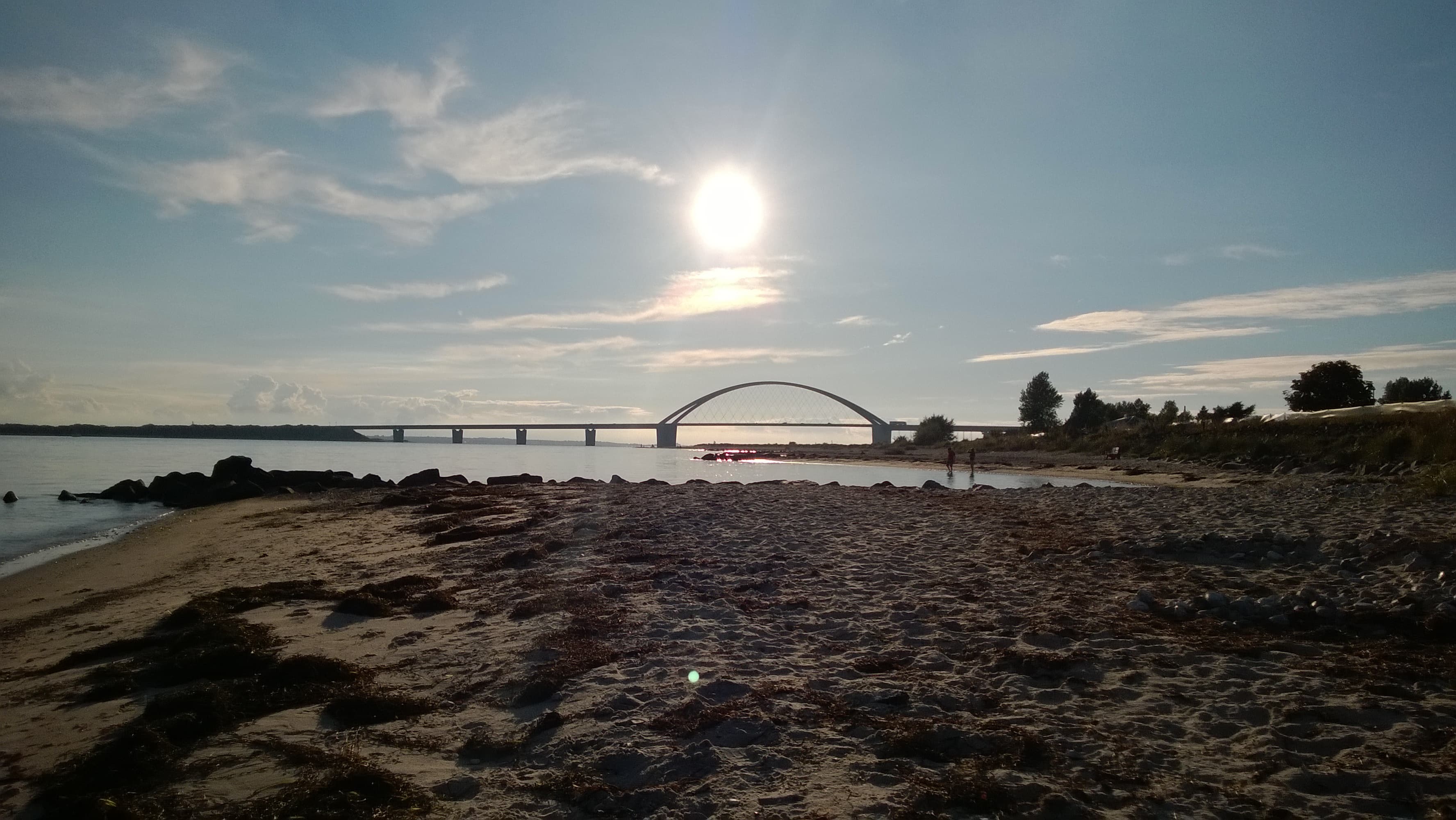 Fehmarn Sound Bridge across the water between Fehmarn and the mainland